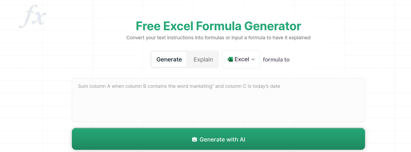 Scopri di più sull'articolo Generatore di formule per Excel tramite IA